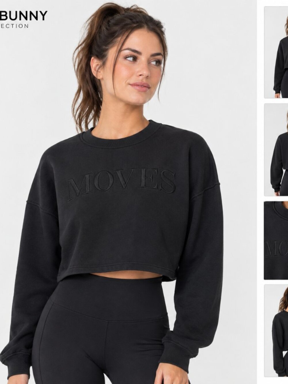 Buffbunny Collection Cropped Sweatshirt – “MOVES” Embossed - Medium